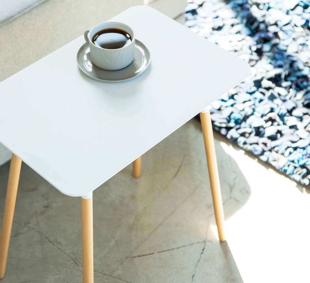 
                  
                    Steel Side Table in White by Yamazaki 
                  
                